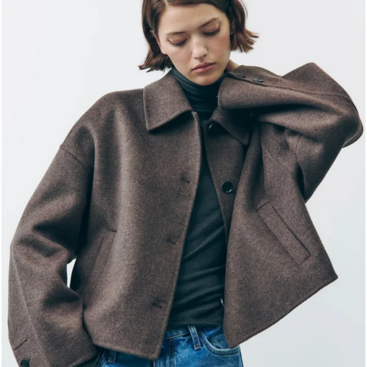 Damen Oversized Button Down Winter Mantel | Warme