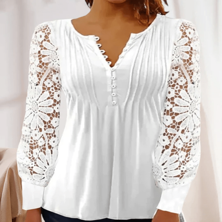 Schicke Sommerbluse Mit V Ausschnitt Für Damen | Spitze