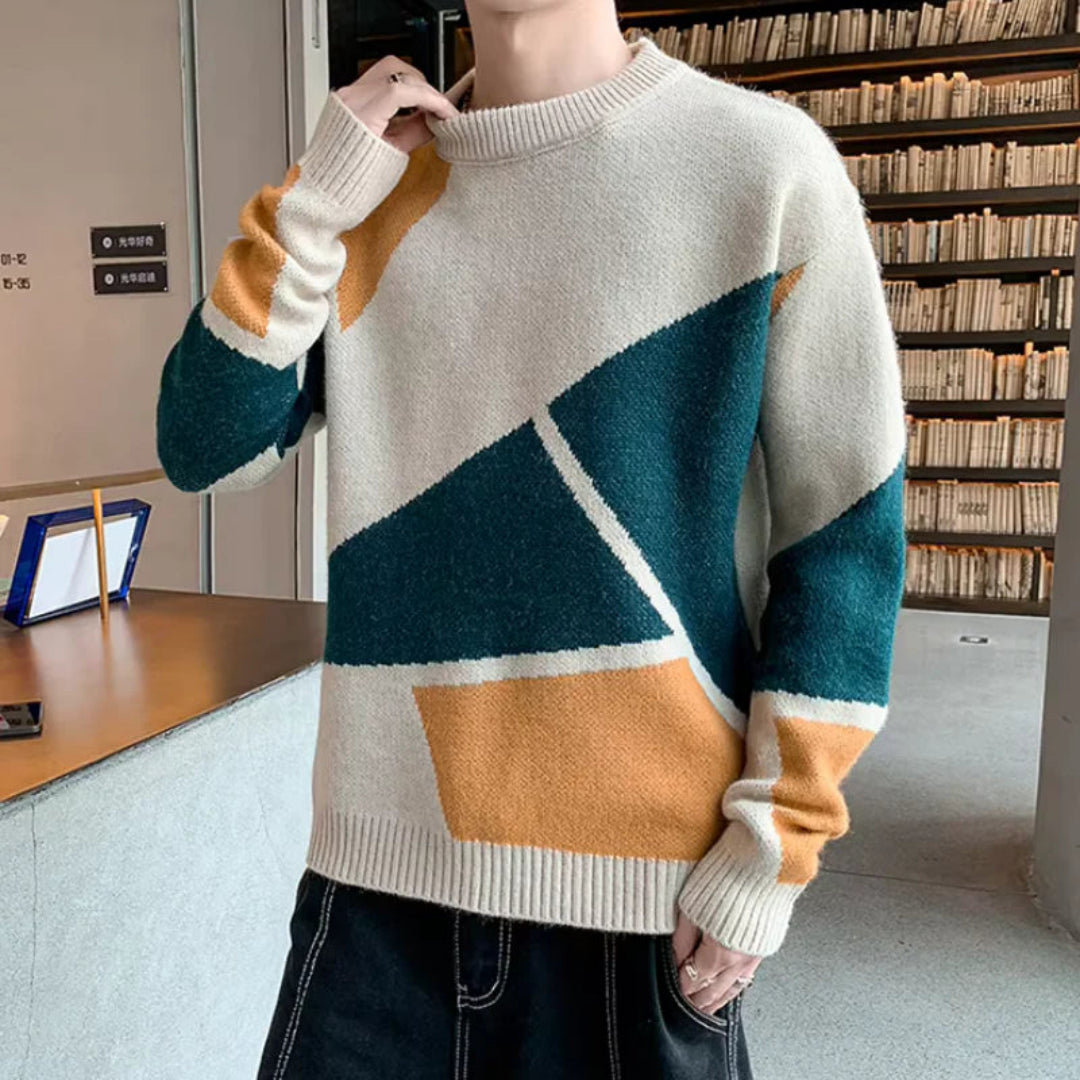 Herren Geometrisches Muster Strickpullover | Gemütlich