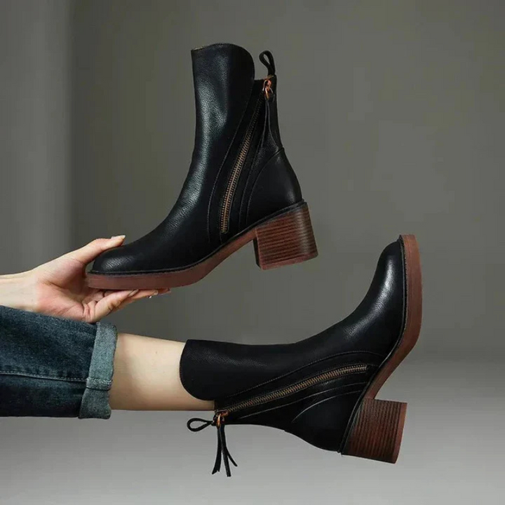 Schwarz Stiefel Mit Reißverschluss | Knöchellänge