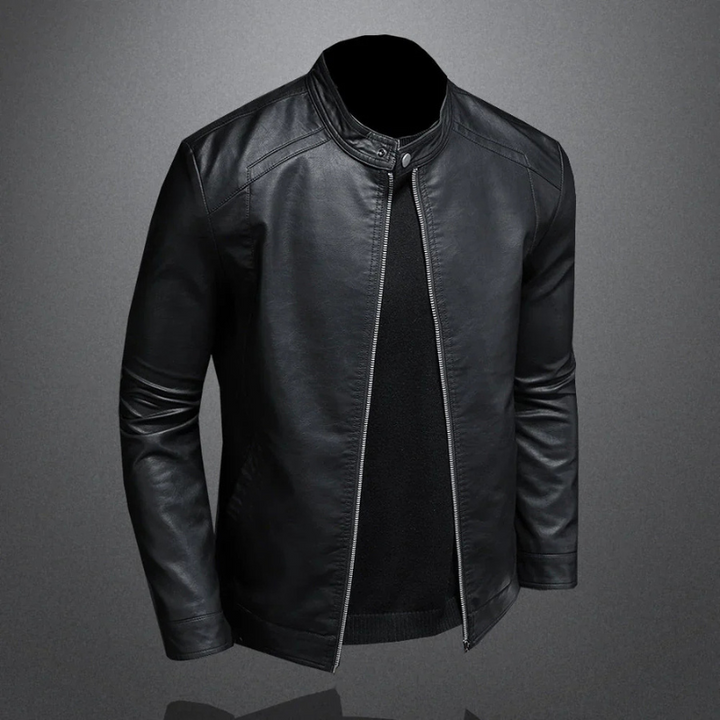 Wasserdichte Schwarze Bikerjacke Für Herren | Slim Fit
