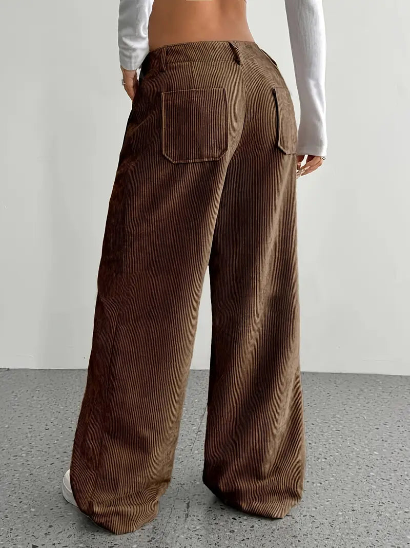 Damen Hoch Tailliert Cordhose | Weitem Bein