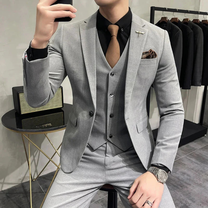 Herren Stylisches Formelles Drei Teile Arbeits Set | Schlanke Passform