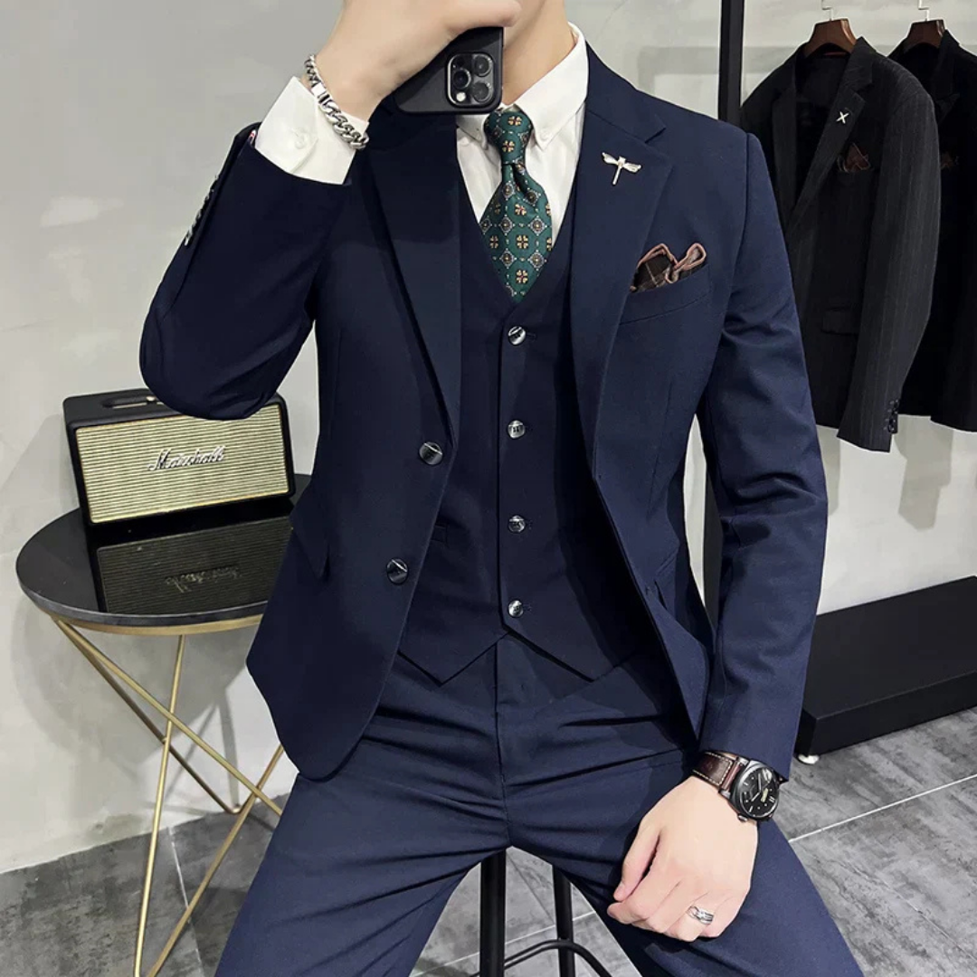 Herren Stylisches Formelles Drei Teile Arbeits Set | Schlanke Passform