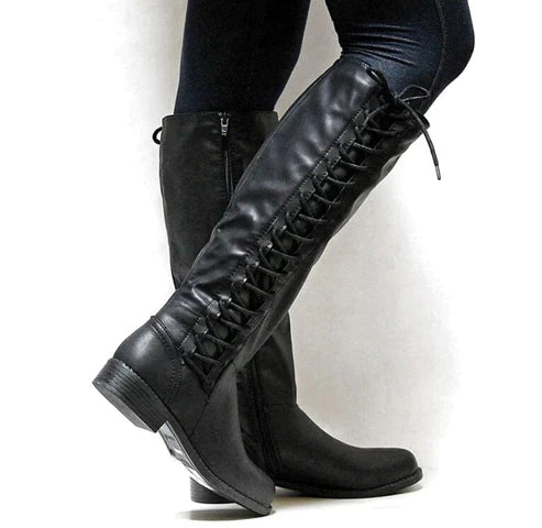 Kniehohe Boots Schwarz für Damen | Flach