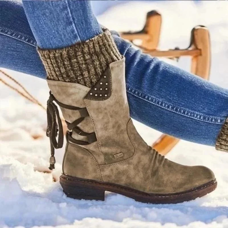 Damen Winter Boots Schwarz | Schnürung
