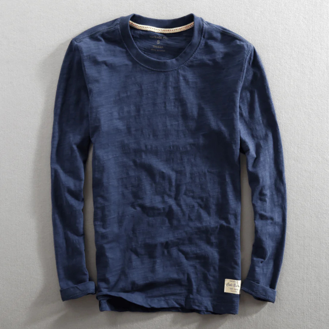 Herren Klassisches Langarm Crew Neck Hemd | Lässig