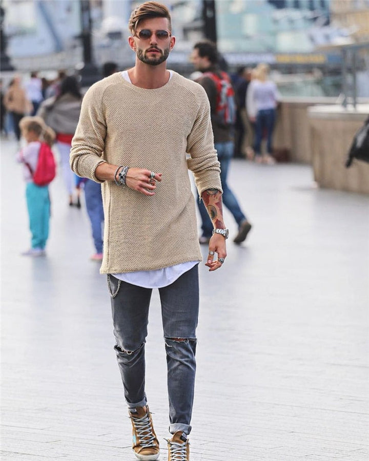 Langärmliger Strickpullover Für Herren | Warm