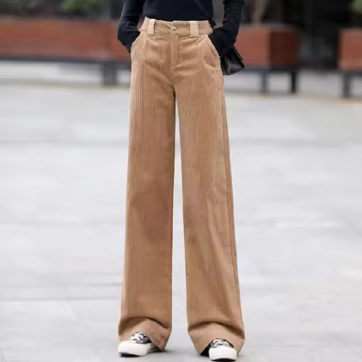 Damen Hoch Tailliert Cordhose | Khaki
