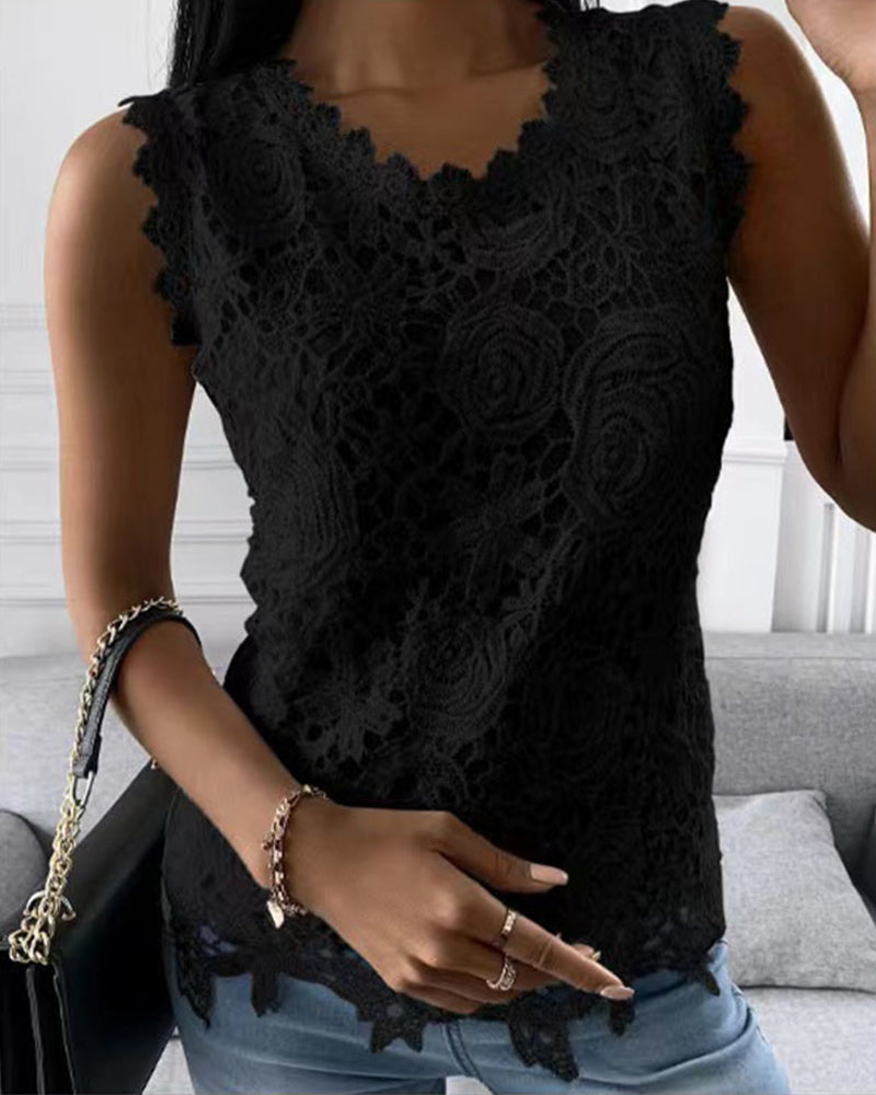Ärmelloses Spitzen tanktop Für Damen | Lässig