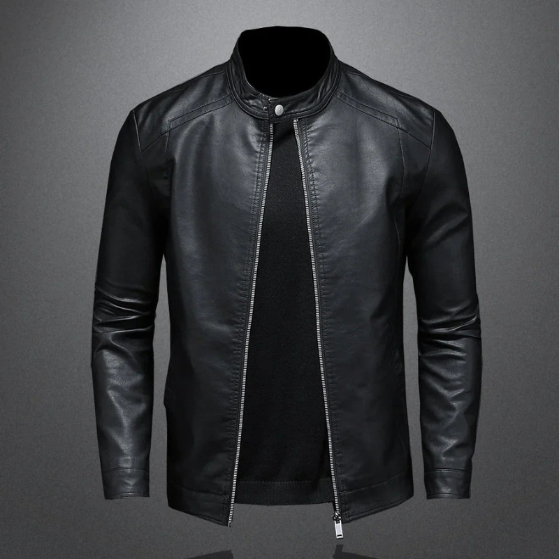 Wasserdichte Schwarze Bikerjacke Für Herren | Slim Fit