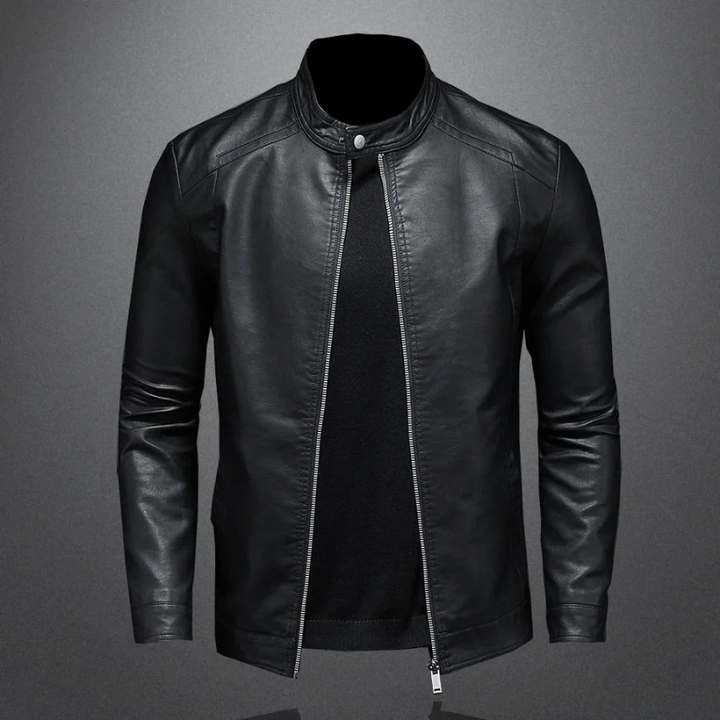 Wasserdichte Schwarze Bikerjacke Für Herren | Slim Fit