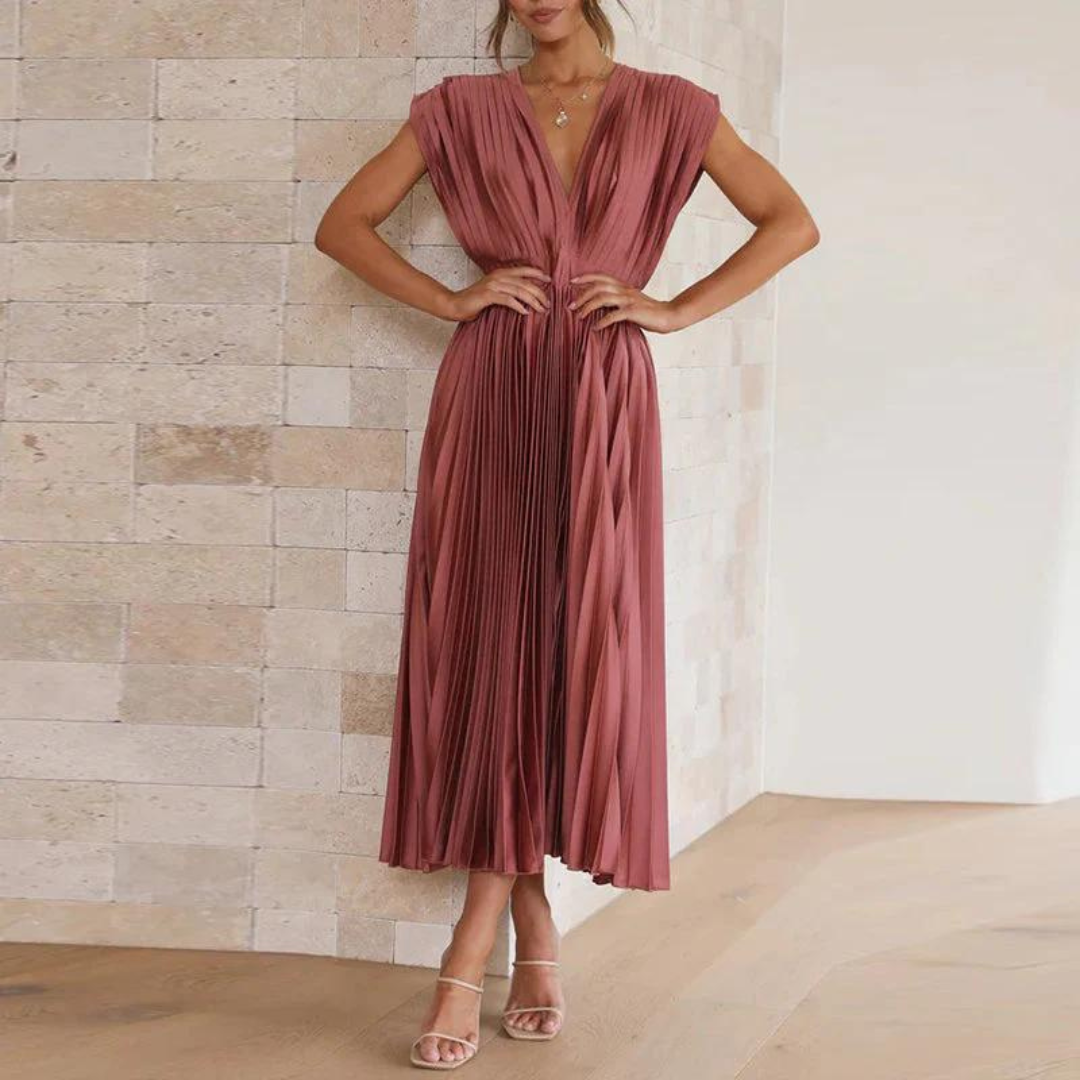 Arya | Damen Abend mit V-Ausschnitt Kleid | Midi