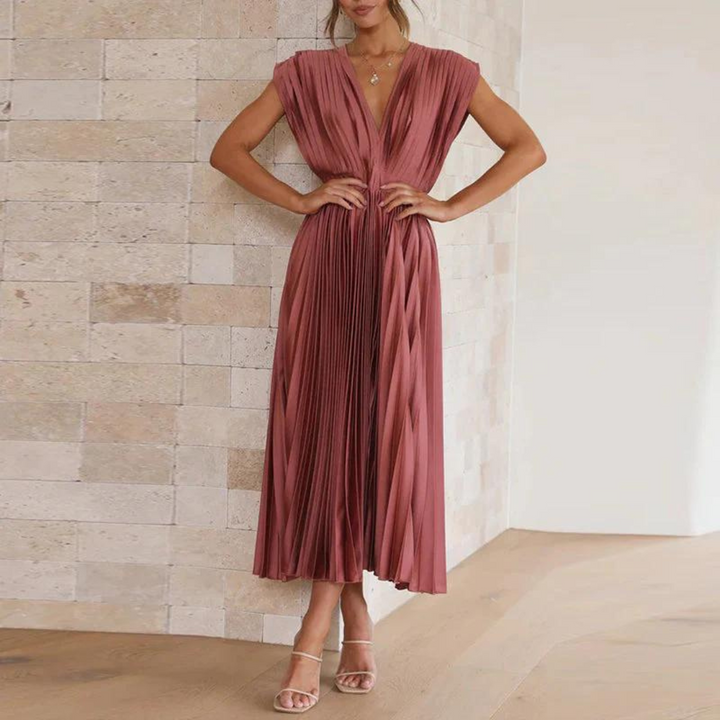 Arya | Damen Abend mit V-Ausschnitt Kleid | Midi