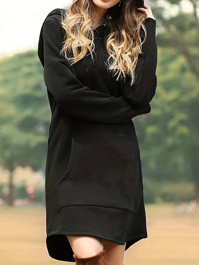 Damen-Lang Kapuzenpullover Kleider | Lässig