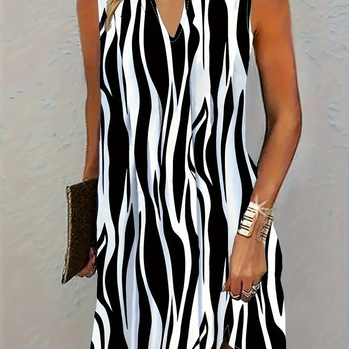 Damen Armelloses Kleid Mit Streifen | Mini