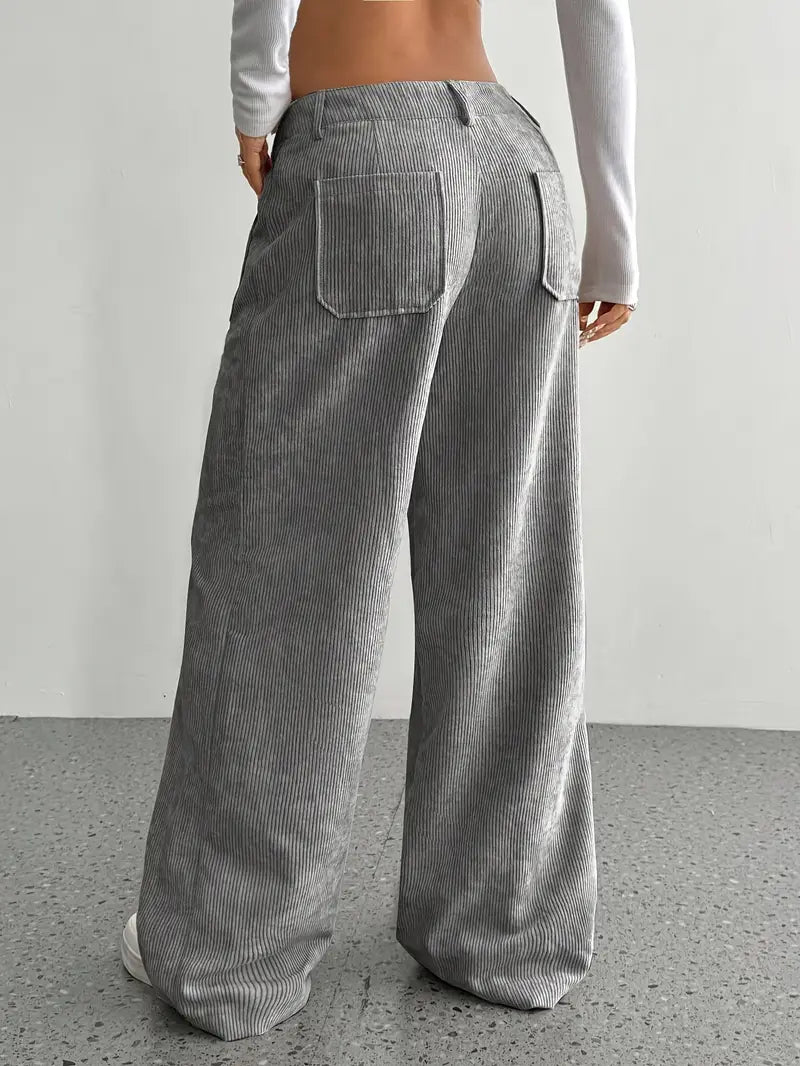 Damen Hoch Tailliert Cordhose | Weitem Bein