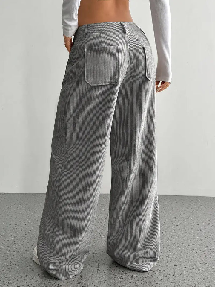 Damen Hoch Tailliert Cordhose | Weitem Bein