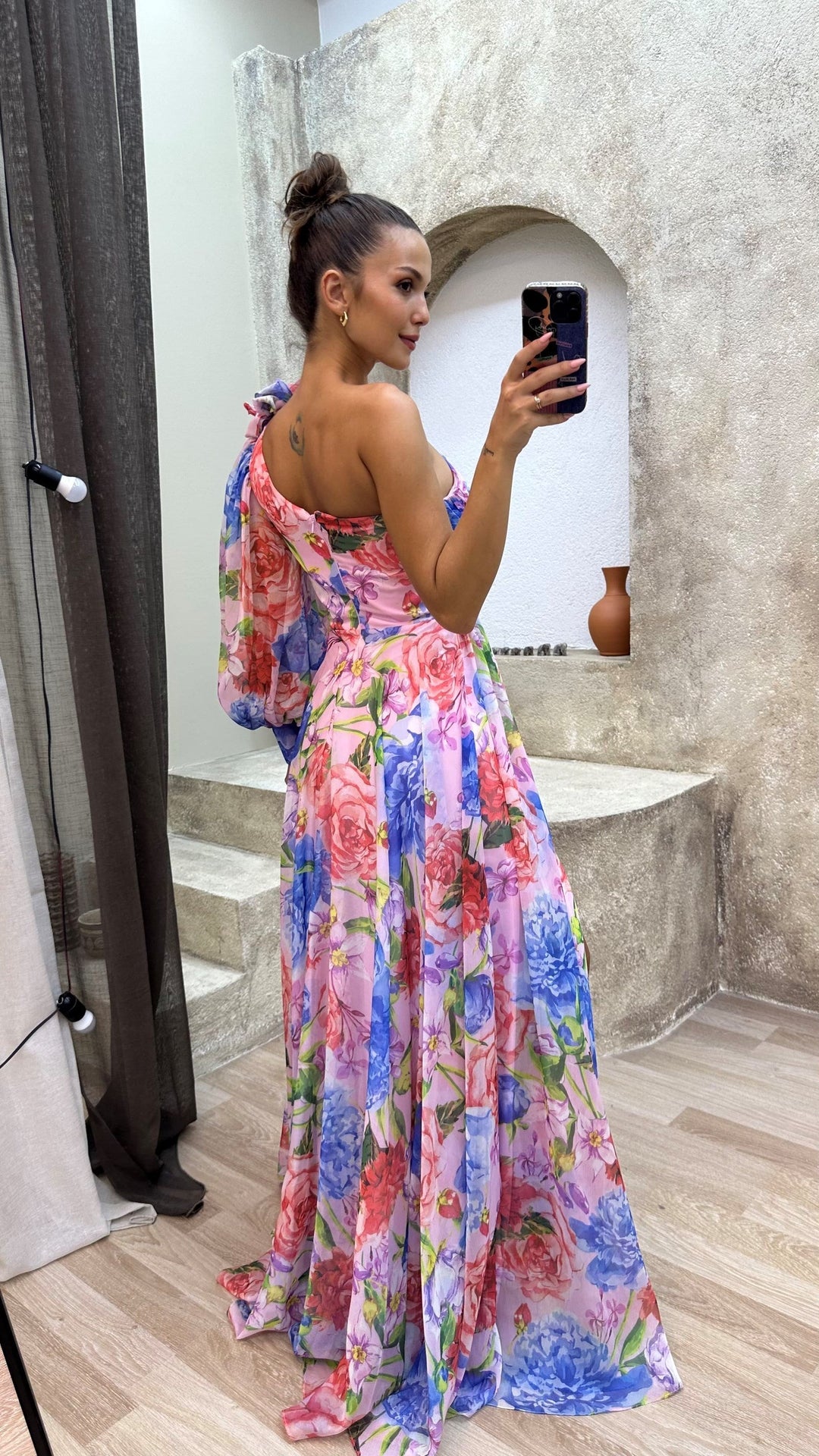 Einschultriges, Mehrfarbiges Hochzeitsgastkleid Für Damen | Maxi
