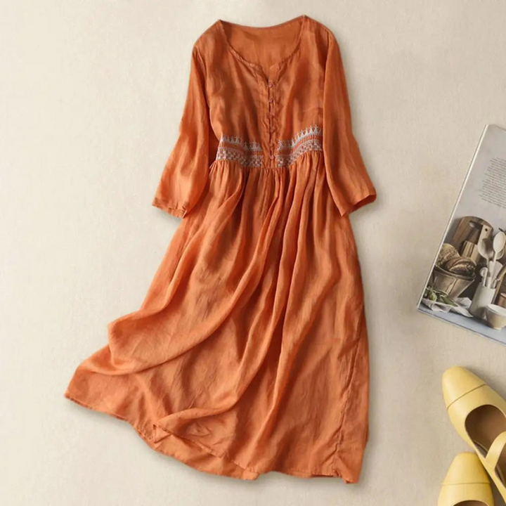 Damen Vintage Boho Stil Sommerkleid | Midi