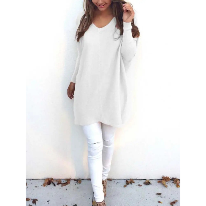 Damen Lässiger Oversized V-Ausschnitt Pullover | Gemütlich