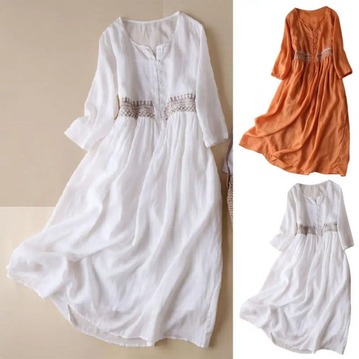 Damen Vintage Boho Stil Sommerkleid | Midi