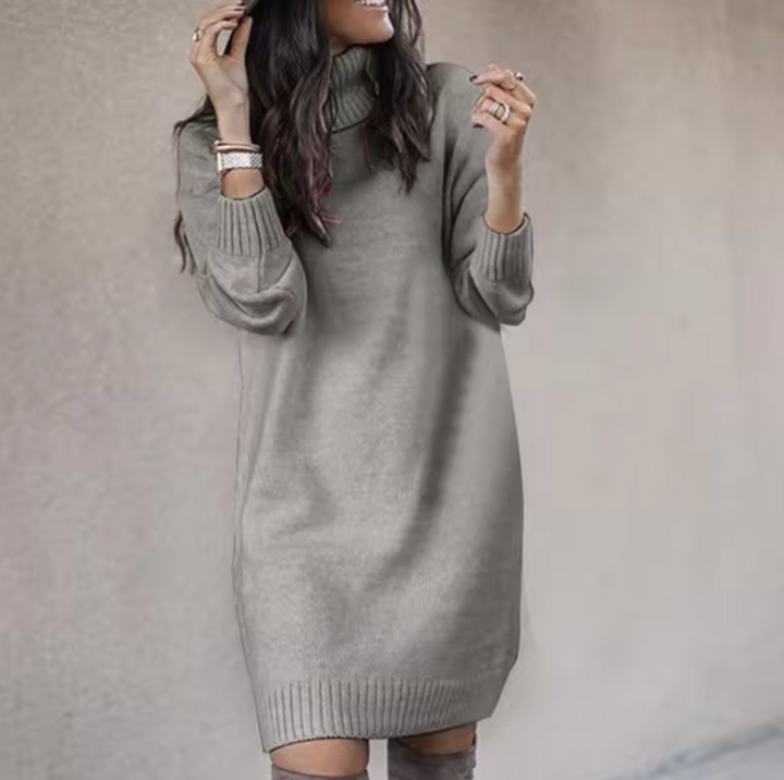 Damen Rollkragen Pulloverkleid | Langarm