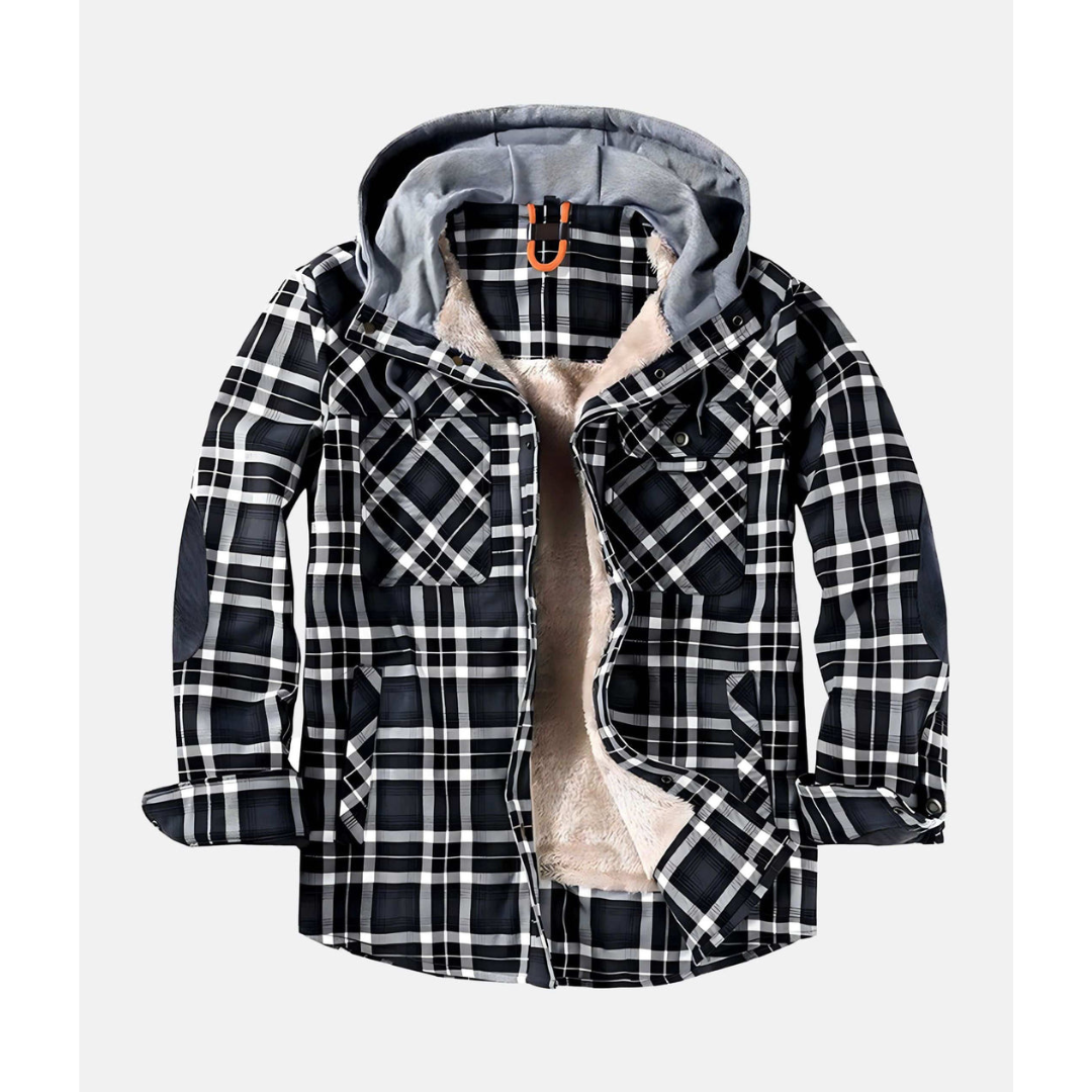 Herren Jacke Mit Karomuster Und Knöpfen | Winter