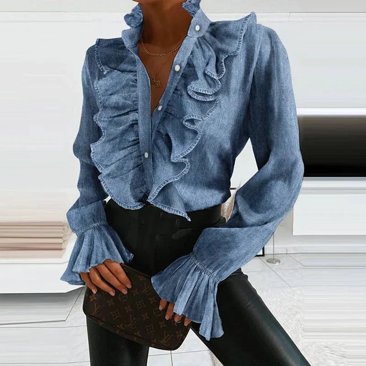 Langärmlige Rüschenbluse Für Damen | Formal