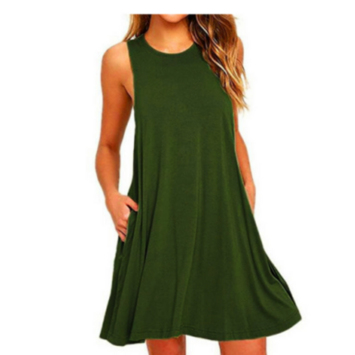 Lässiges Sommerkleid Mit Rundhalsausschnitt Für Damen | Mini