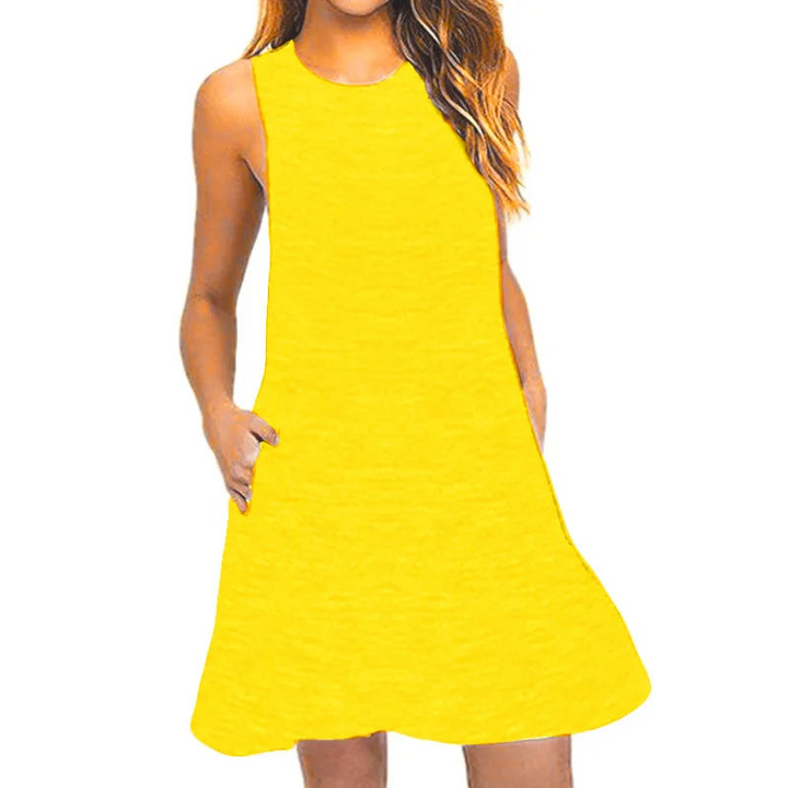 Lässiges Sommerkleid Mit Rundhalsausschnitt Für Damen | Mini