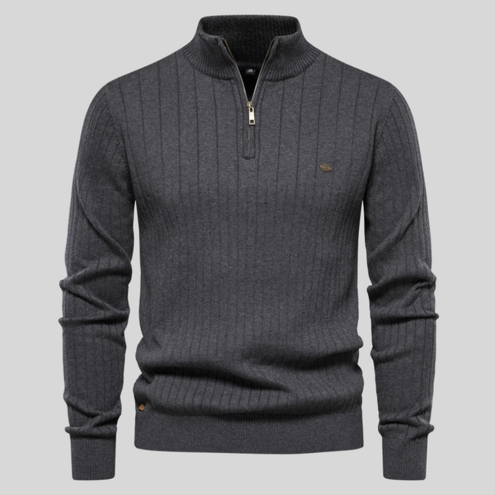 Herren Halber Reißverschluss Strick Pullover | Langarm