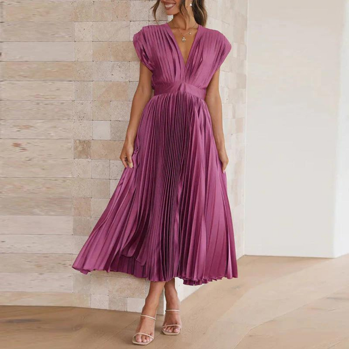 Arya | Damen Abend mit V-Ausschnitt Kleid | Midi