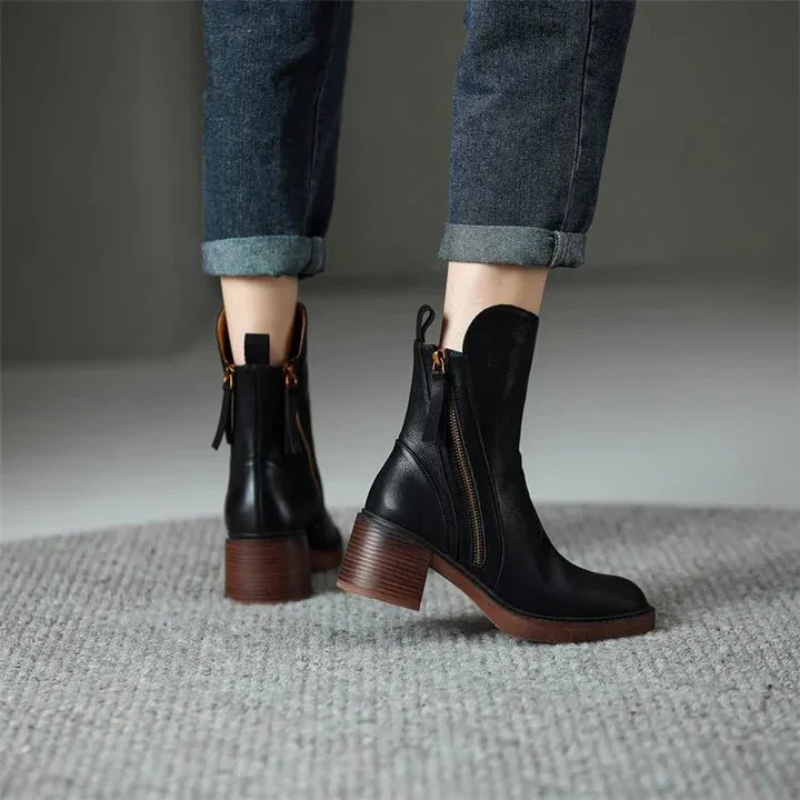 Schwarz Stiefel Mit Reißverschluss | Knöchellänge