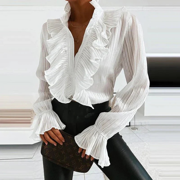 Langärmlige Rüschenbluse Für Damen | Formal