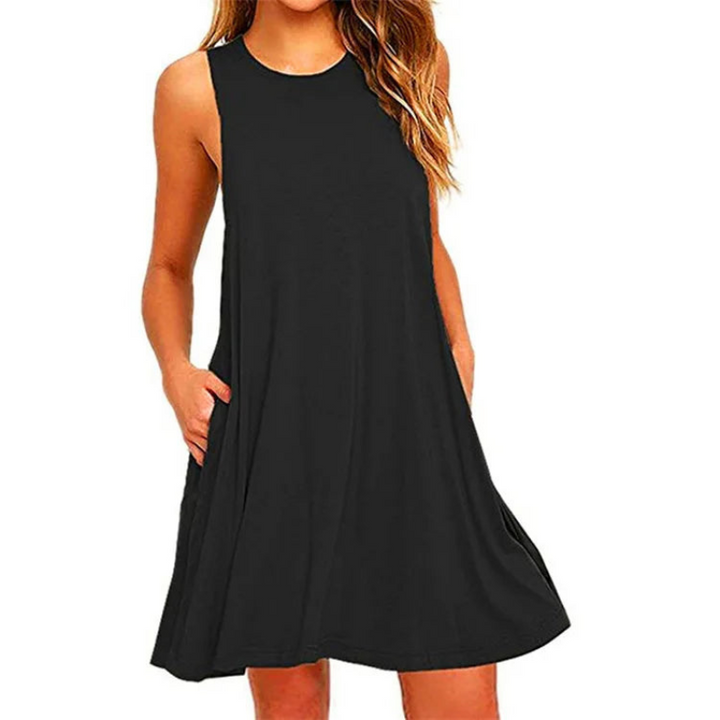 Lässiges Sommerkleid Mit Rundhalsausschnitt Für Damen | Mini