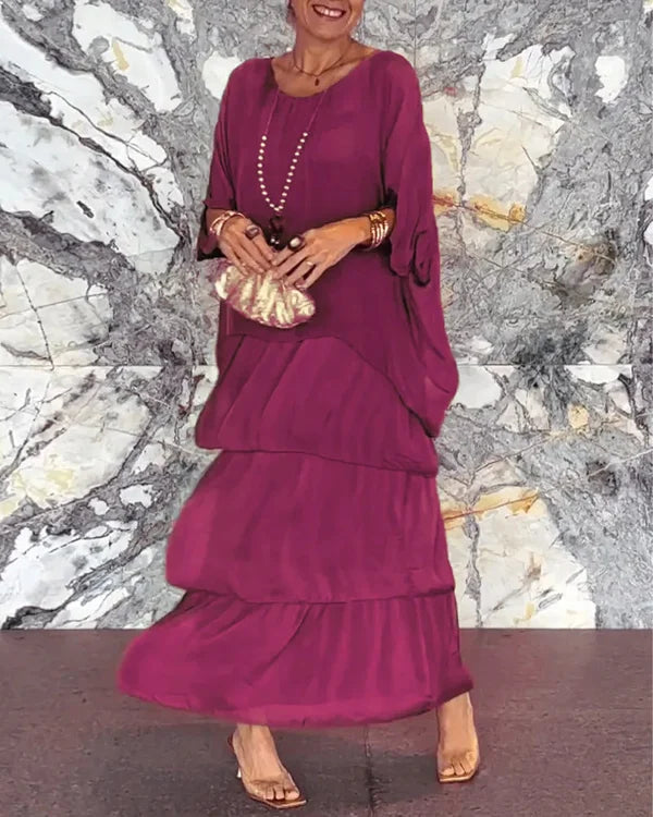 Lagenkleid Mit Rundhalsausschnitt Für Damen | Maxi
