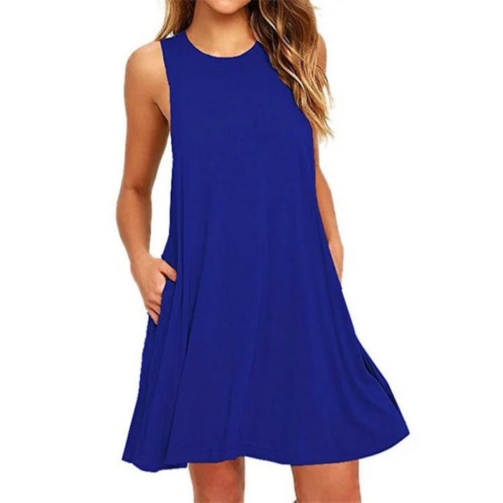 Lässiges Sommerkleid Mit Rundhalsausschnitt Für Damen | Mini