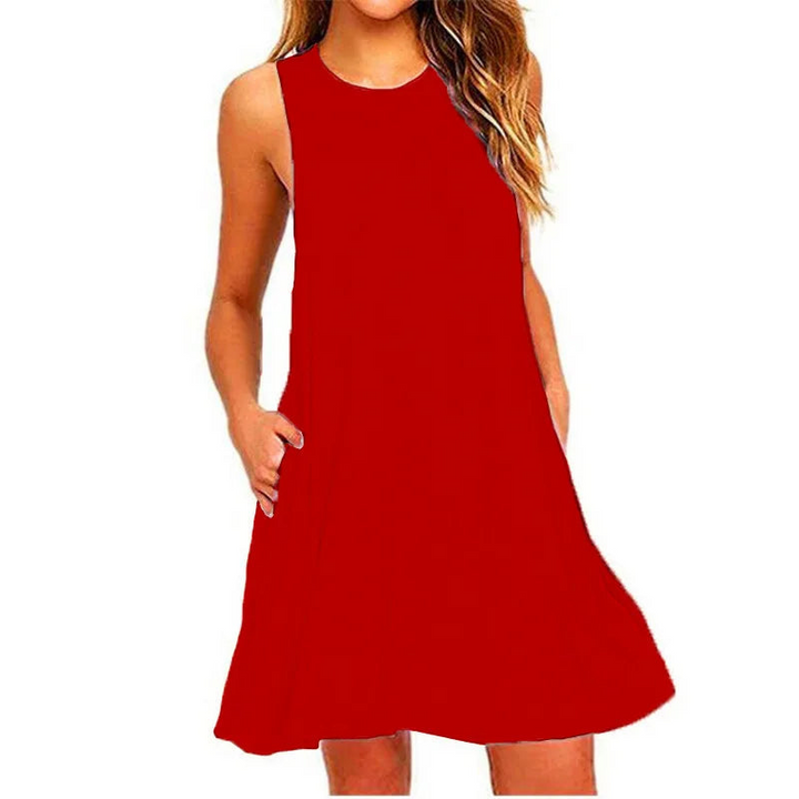 Lässiges Sommerkleid Mit Rundhalsausschnitt Für Damen | Mini