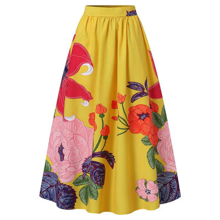 Damen Blumen Print Hochtaillierter Stylischer Rock | Maxi
