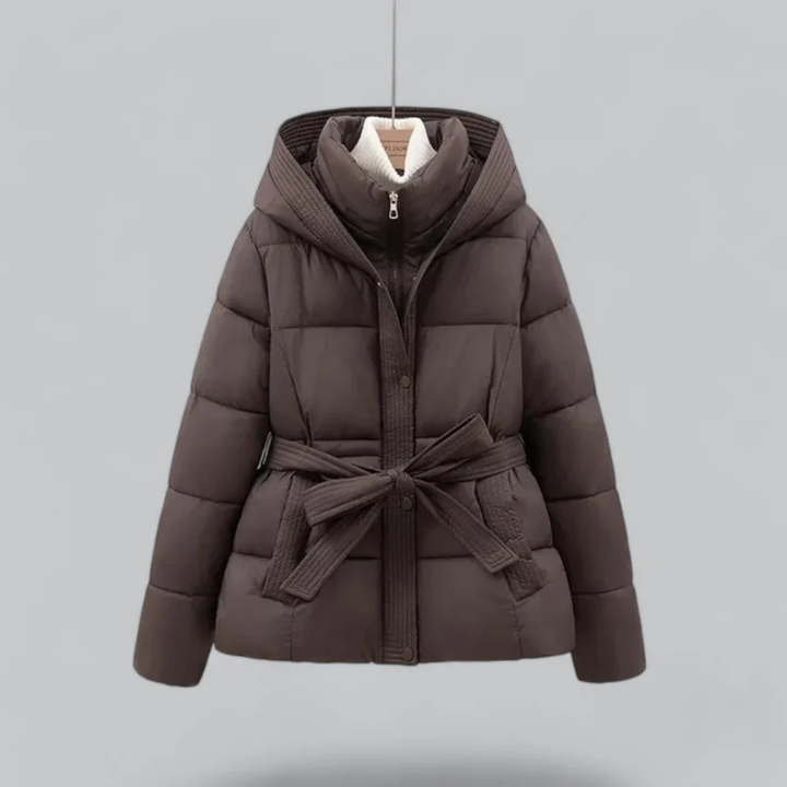 Damen Warme Gürtel Kapuzen Puffer Jacke | Winter