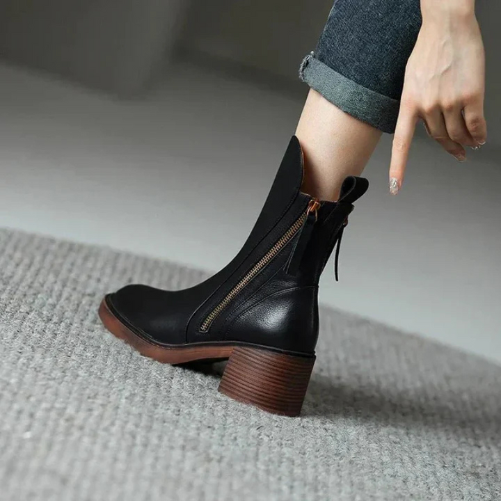 Schwarz Stiefel Mit Reißverschluss | Knöchellänge