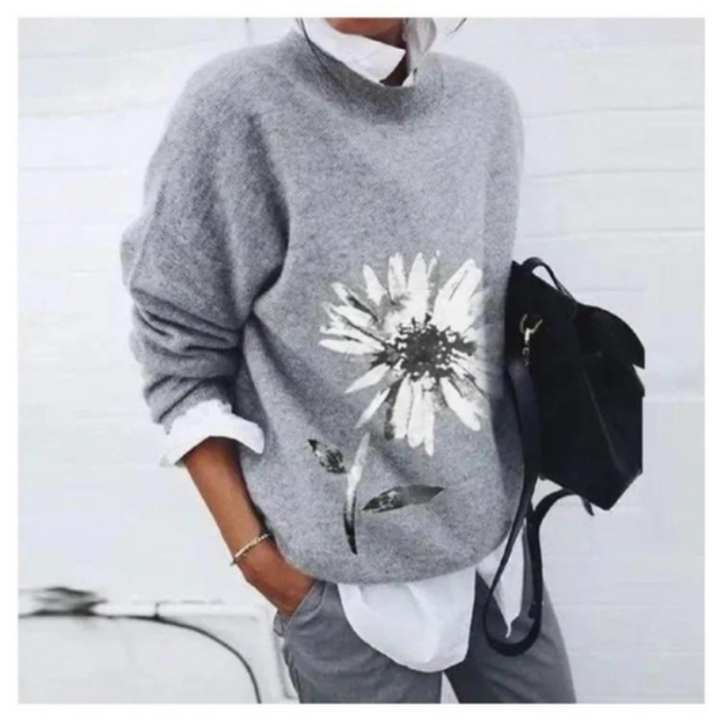 Damen Blumen Lässiger Pullover | Warme