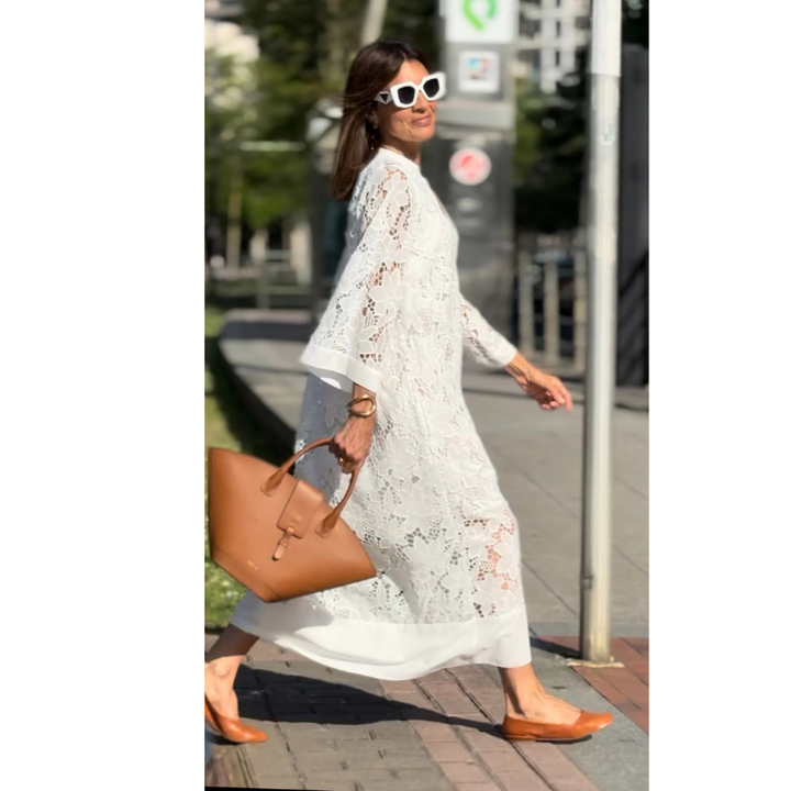 Damen Spitzenkleid Mit 3/4 Ärmeln | Maxi
