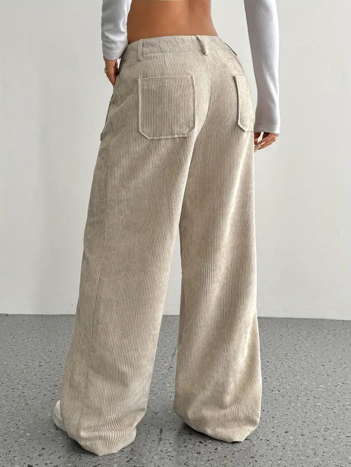 Damen Hoch Tailliert Cordhose | Weitem Bein