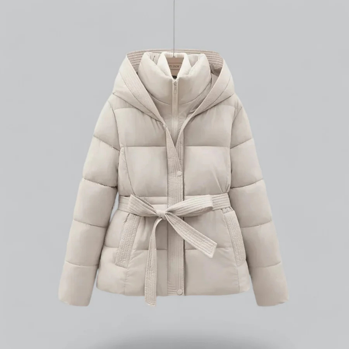 Damen Warme Gürtel Kapuzen Puffer Jacke | Winter