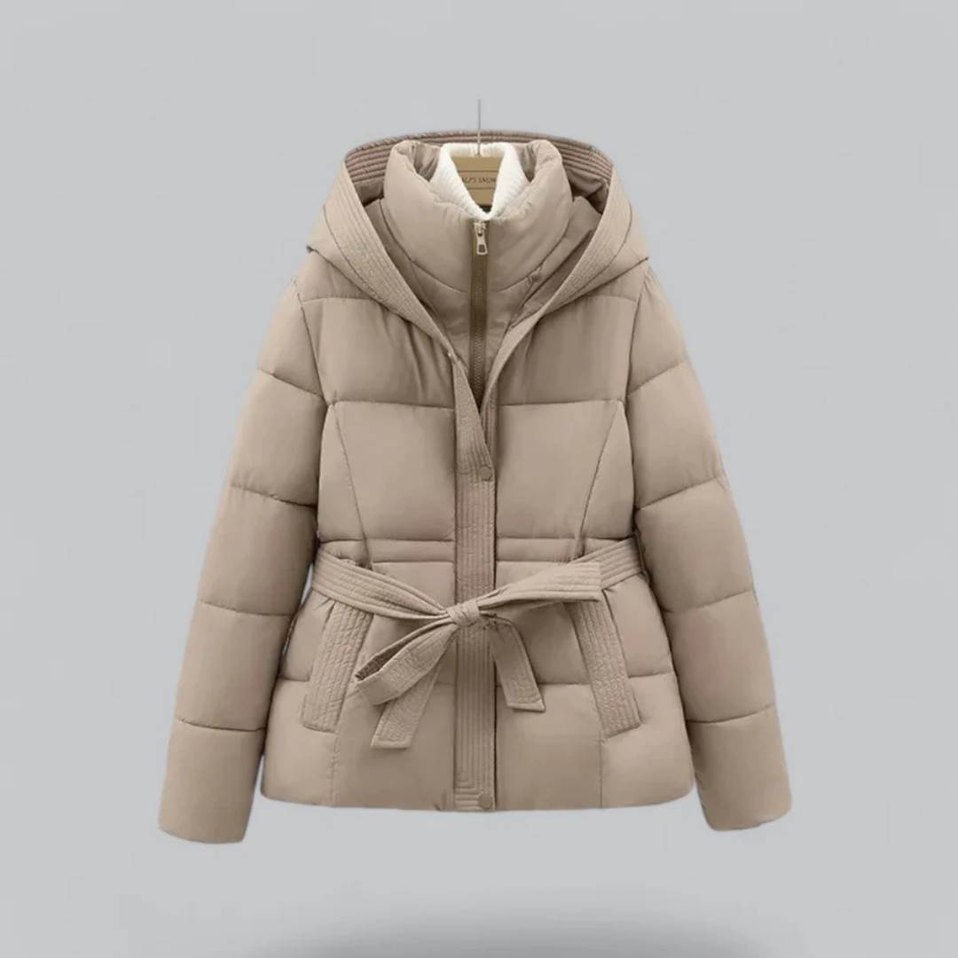 Damen Warme Gürtel Kapuzen Puffer Jacke | Winter