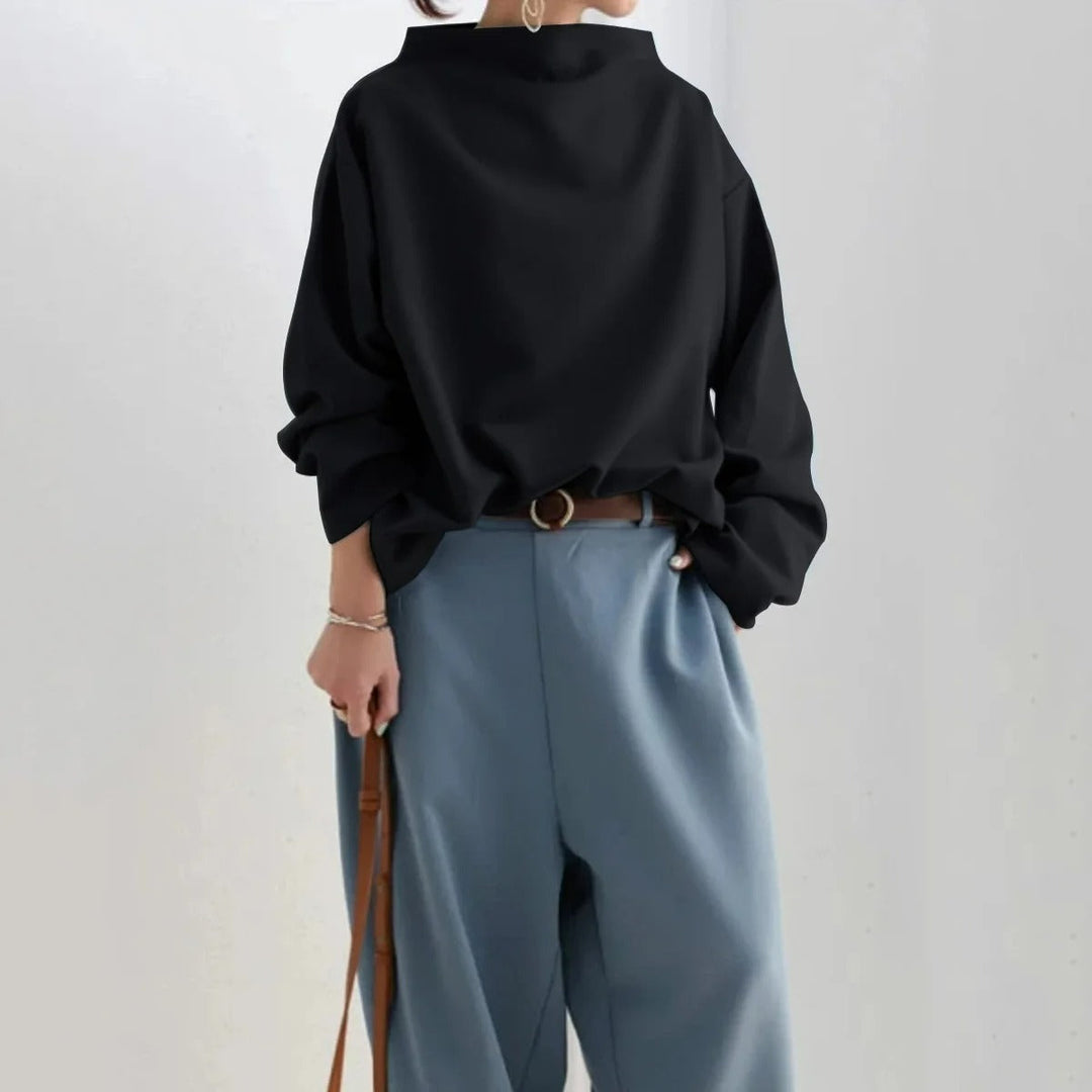 Aleah | Damen Modisch Rollkragen Pullover | Schwarz
