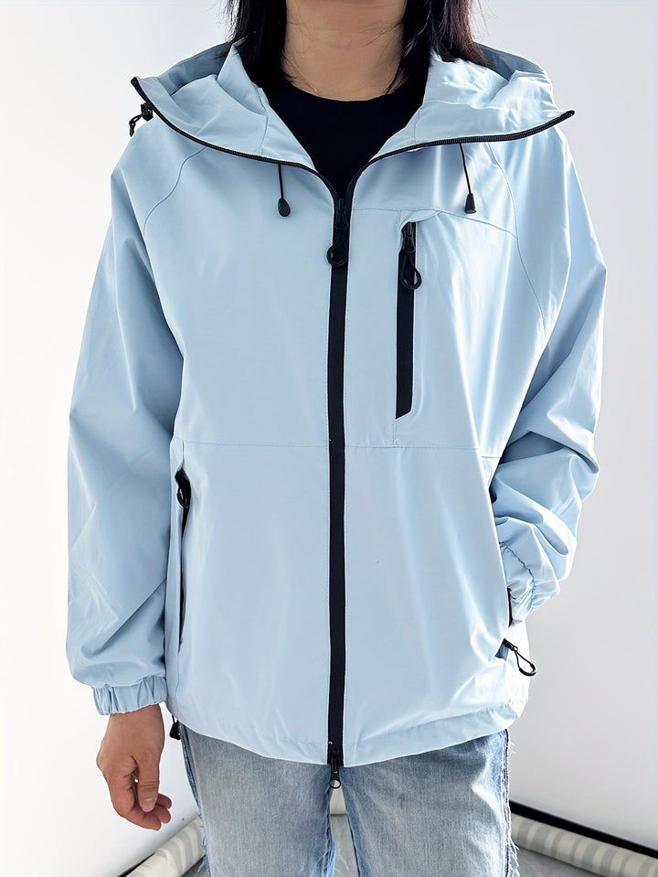 Winddichte Regenjacke mit Kapuze für Damen | Langarm