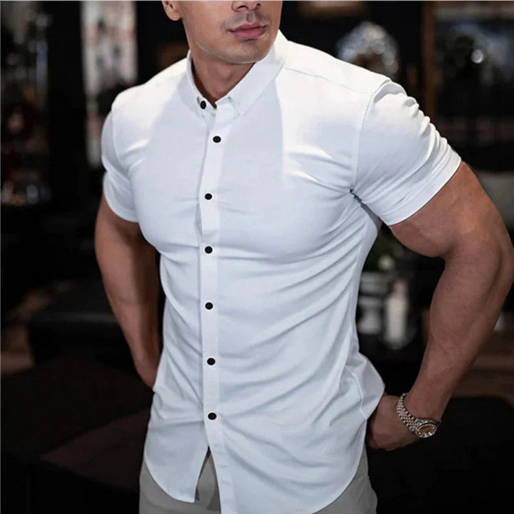 Herren Modernes Schlanke Passform Kurzarm Hemd | Button Down